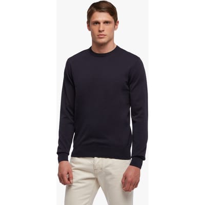 Brooks Brothers Cotton Crewneck Navy Size: S | Sweaters Outlet | Heren | Blauw