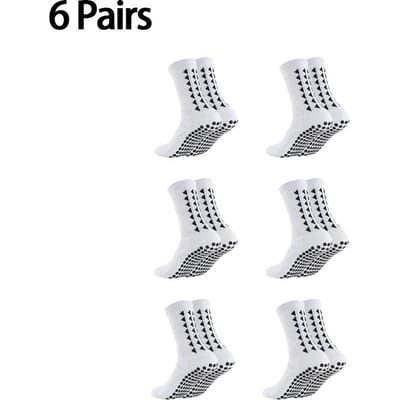6 Paires Chaussettes de Football Antidérapantes Homme Femme Fond Eponge Chaussettes de Sport Rugby Football Cyclisme Course à Pied Exercice Chaussettes Athlétiques One Size