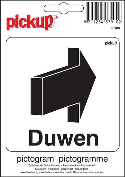 Pickup Pictogram 10x10 cm - duwen tekst met pijl