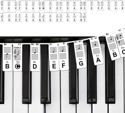 Pianonoten Handleiding - Toetsenbord Stickers - Beginners Leren - Herbruikbaar Siliconen - 61 Toetsen