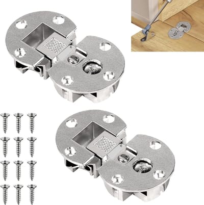 Set van 2 Vouwscharnieren, Semi-Cirkelvormig, 90° Rotatieas, 3D Verstelbare 35mm Meubelscharnieren voor Houten Flappen en Keukenkastdeuren