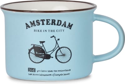 Memoriez - Mok - Fiets - Amsterdam - Mat blauw