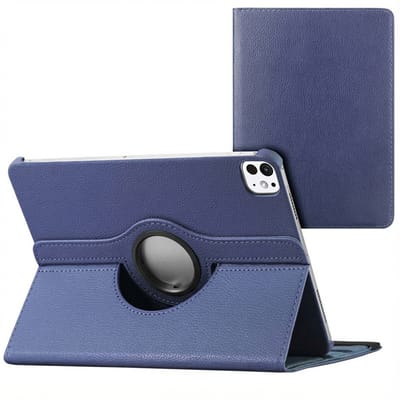 imoshion Tablet Hoes - Geschikt voor Apple iPad Pro 11 (2020) / Pro 11 (2018) / Air 5 (2022) / Air 4 (2020) / Air 11 inch (2026) M4 / Air 11 inch (2025) M3 / Air 11 inch (2024) M2 - 360° Draaibare Bookcase - Donkerblauw