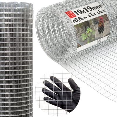 LUN FIX - Volierendraad 19x19 mm - 1.0mx5m - verzinkt - Draadgaas Hekwerk