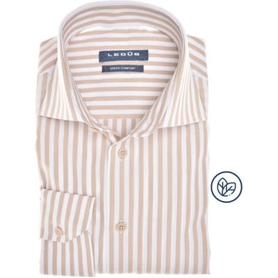 Ledûb Overhemd Nautical Blue Stripes Licht Bruin / male
