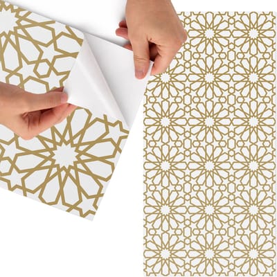 Tulup Meubelfolie - Zonnig mozaïek Meubelfolie Zelfklevend - 65x130 cm - Beige Meubelfolie - Meubel Wrap Folie - Geometrische Meubelfolie - Plakfolie Meubels - Keuken decoratie - Geometrie
