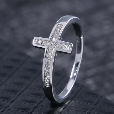 Huitan Eenvoudige Kruis Vrouwen Vingerring Ingezette Glanzende CZ Steen Dagelijks Dragen Mode Ringen Jubileum Meisje Cadeau Veelzijdige Sieraden Hot 6 gray