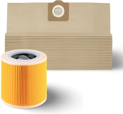 DEGG® - 10x Stofzuigerzakken + Patroonfilter | Geschikt voor Kärcher WD3, MV3, WD3P, MV3P | Langdurige set - Vervangt: 6.959-130.0 & 6.414-552.0
