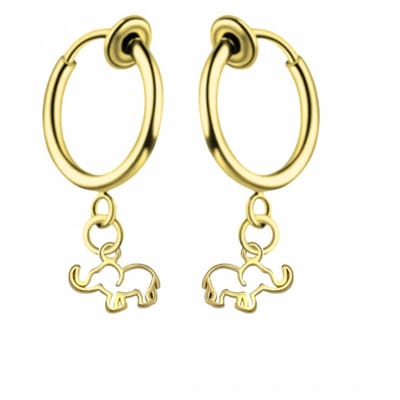 Klem oorbellen- goudkleurig- olifant- geen gaatje- Charme Bijoux