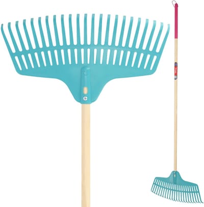 KADAX Hark met houten bladhark, bladhark met lange steel van hout, bladwaaier voor tuin, comfortabele hark, bladhark, tuingereedschap, tuingereedschap (45 cm)