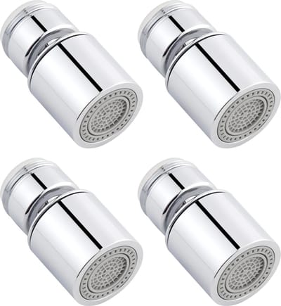 4 stuks kraanadapter voor gootsteen 360 graden draai- en rotatieverstelbaar - kraanbevestiging met 2 sproeimodi - zachte stroom/sterke sproeier - 24 mm buitendraad - chroom