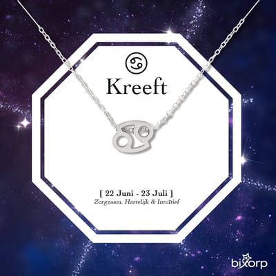 Bixorp Stars Sterrenbeeld Ketting Kreeft / Cancer - Stainless Steel - 45cm Ketting met Zodiac Hanger - Inclusief Cadeau Verpakking