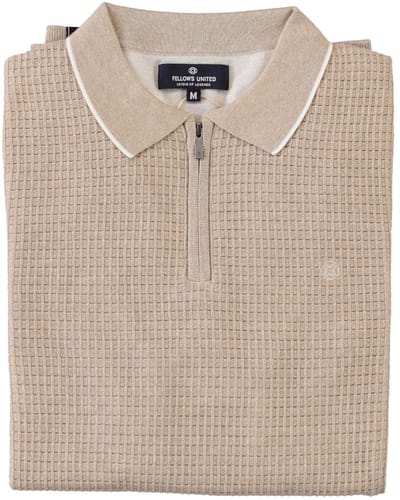 Fellows United Fellows United Pullover Lange Mouw Half Zip Structure Plated Fond Beige  XL