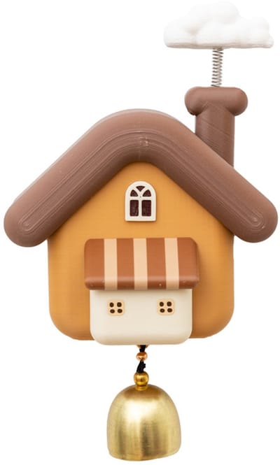 Dingdong deurbel - Klein huis - Messing bel - Deurhanger - Magnetische windgong - Herinnering winkelopening - Deurbel - 9,7 cm * 16 cm * 3 cm
