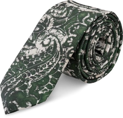 Virtuo | 6 cm Donkergroene zijden stropdas met paisleymotief