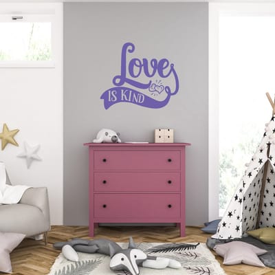 Muursticker - Love Is Kind - 58 x 68 - Paars