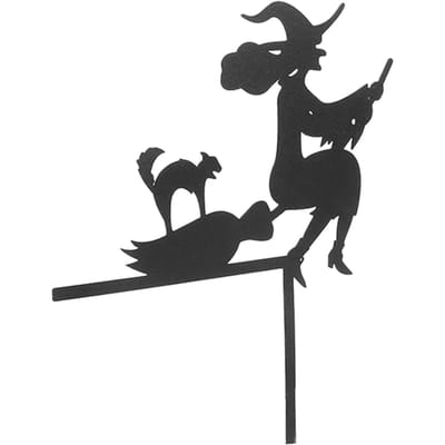 Décoration d'angle de porte d'Halloween Chat Sorcière Volant sur Balai Panneau d'angle de porte pour Manteau de Cheminée Fenêtre black