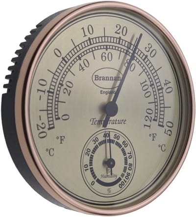 Thermometer Hygrometer voor Tuin en Kantoor - Temperatuur en Vochtigheid Met Vergulde Wijzerplaat