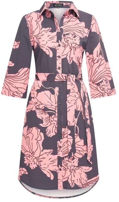 MI PIACE - Travel Jurk Big Flower Print 2663 Dark Grey Rose - Maat : XS