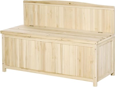 Outsunny tuinbank met opbergruimte opbergbank zitbank 2-zitter 250 kg draagvermogen naturel dennenhout 115 x 45 x 75 cm