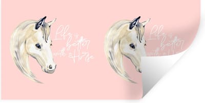 Muurstickers - Sticker Folie - Quotes - Paard - Life is better with a horse - Spreuken - 40x20 cm - Plakfolie - Muurstickers Kinderkamer - Zelfklevend Behang - Zelfklevend behangpapier - Stickerfolie
