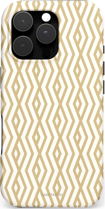 Casetastic hoesje geschikt voor Apple iPhone 16 Pro - MagSafe - Dubbellaagse bescherming - Art Deco Goud - Fashion Case - Beige Wit