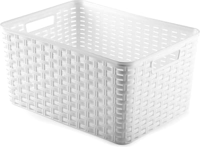 Plasticforte Opbergmand - Kastmand - rotan kunststof - wit - 18 Liter - 29 x 39 x 20 cm