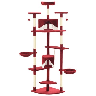 vidaXL - Kattenkrabpaal - met - sisal - krabpalen - 203 - cm - rood - en - wit