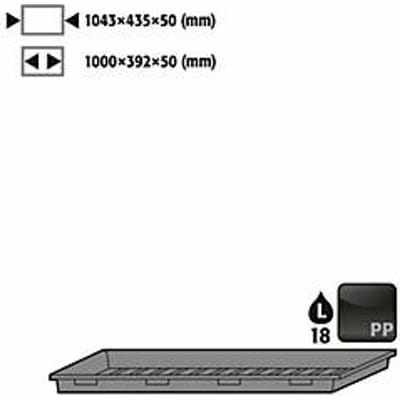Inzetbak voor asecos veiligheidskasten van de series Q30, Q90 en S90, polyethyleen, zwart, B 1043 x D 435 x H 50 mm, 18 l