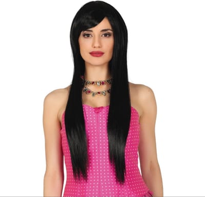 Fiestas Guirca - Pruik zwart haar - Halloween Pruik - Halloween accessoires - Halloween outfit - Pruiken - enge pruiken