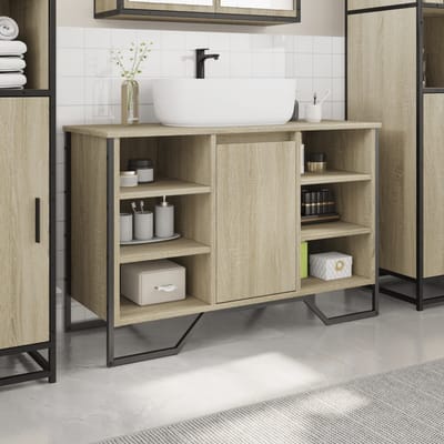 vidaXL - Wastafelkast - 91x35x60 - cm - bewerkt - hout - sonoma - eikenkleurig