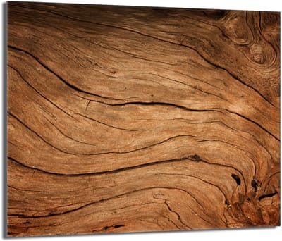 TMK ArtDeko Serie - Glazen Beschermplaat Voor Fornuis - 60x52 - Gehard Glas - Houtmotief