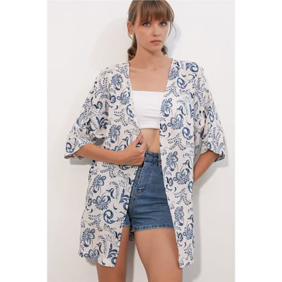 Lange Gedrukte Viscose Kimono