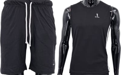 Hitman – Korte Broek Heren - 100% Katoen - 2 Delige Set - Korte Broek met Ritszakken - Sportkleding Heren - Huispak Heren - 1 x Korte Broek en 1 x Heren Hemd - Zwart - Maat S