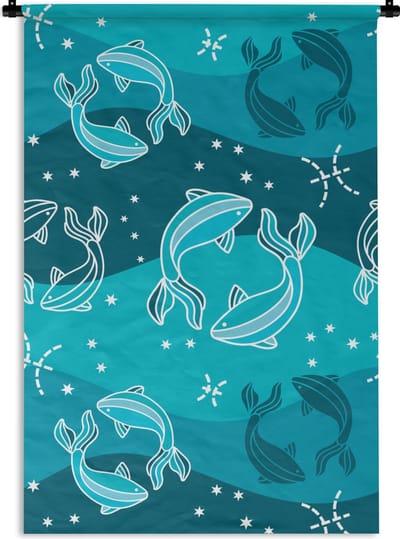 Wandkleed - Wanddoek - Vissen - Zodiac - Design - 60x90 cm - Wandtapijt