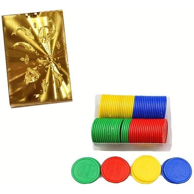 1 jeu de cartes et 50 pièces rondes accessoires de jeu en plastique PVC imperméable résistant à l'usure jeu de cartes ensemble de jeu de table Fish brown
