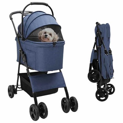 vidaXL - Opvouwbare - Huisdier - Kinderwagen - Blauw - 81 - x - 47 - x - 99 - cm - Polyester