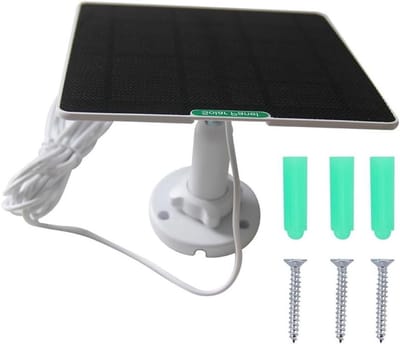 Zonnepaneel Kit - Zonneoplader Camera - Continu Stroom - 360° Flexibele Beugel - 5 Watt - Zwart Wit
