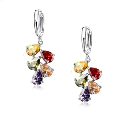 Aramat Jewels - Zilveren oorringen met zirkonia druppels -Multikleur