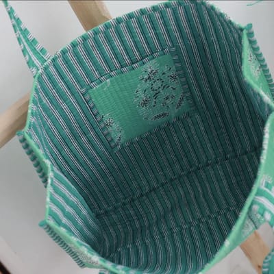 Blockprint schoudertas mint