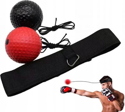 Dubbele Box Reflex Bal - Hoofd Boxbal Reflexbal Kickboks Fitnitess Home - DIY Mini Fitness Workout Boks Speed Ball Punch Trainer Hoofdband - Boksen/Kickbosen - Vechtsport Bokstraining - Zwart/Rood