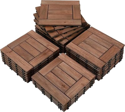 Terrastegels Hout - Buiten vloer - Buitenruimte creëren - In elkaar grijpend systeem - 27 stuks - Bruin