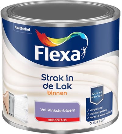 Flexa - Strak In De Lak Binnenlak Hoogglans - Vol Pinksterbloem - Mengverf - 500 Ml