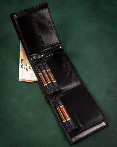 Peterson - Luxe Cadeauset - Heren Portemonnee met Sleutelhanger - Echt Leer - RFID Bescherming - Zwart
