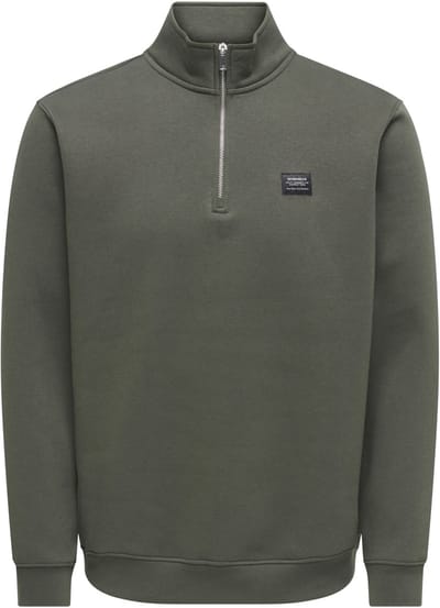 Only & Sons Trui Onsdawson Reg Ls Half Zip High Neck 22039036 Beluga/workwear Label Mannen Maat - L