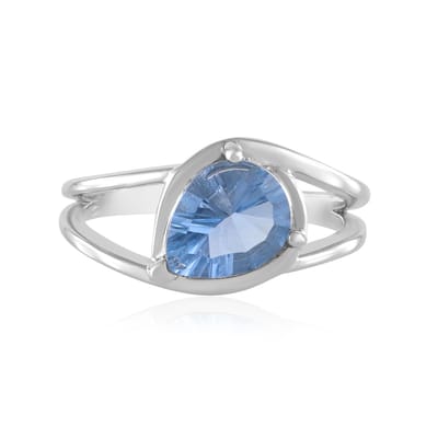 Cavill - Zilveren Ring 925 Sterling Zilver - Kleurwissel Fluoriet 1,717 ct - Druppelvormig 9x7 mm - Platina Geplaatineerd Elegant Blauw-Violet Sieraad