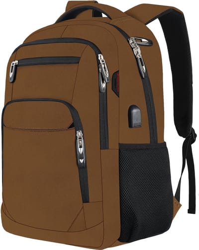 HAUSS SPOLE Laptoprugzak – Antidiefstal En USB Oplaadpoort – 46 x 32 x 20 cm – Oxford Stof – Bruin – Voor Werk En Reizen