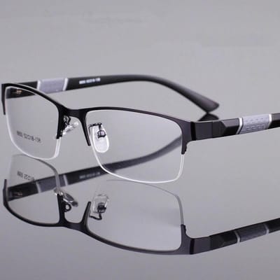 Heren Vintage Fotochromische Myopie Bril Half Montuur Metaal Blauw Licht Blokkerend UV Zonnebril Klassieke Zakelijke Brillen 0 gray