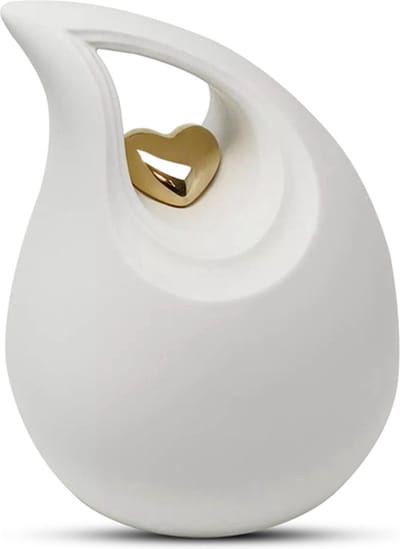 XXL As Urn - 3.5 Liter - Teardrop - Druppel Urn - Crematie Urn - Uniek - Voor Huisdieren of Menselijk As - Crematie As - Decoratie Urn - WIT
