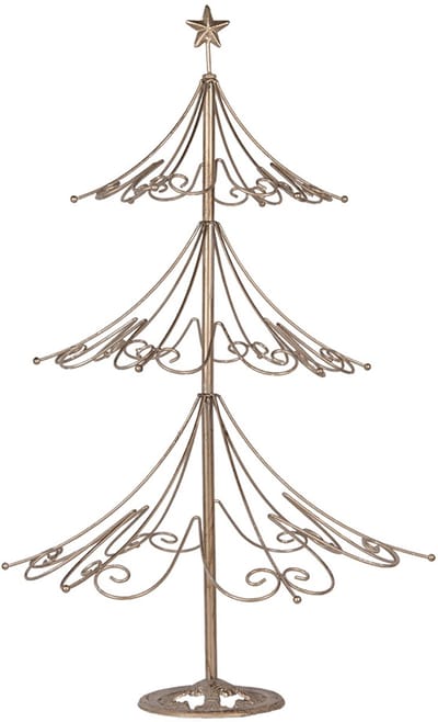 Clayre & Eef Kerstdecoratie Beeld Kerstboom Ø 46x75 cm Goudkleurig Metaal
